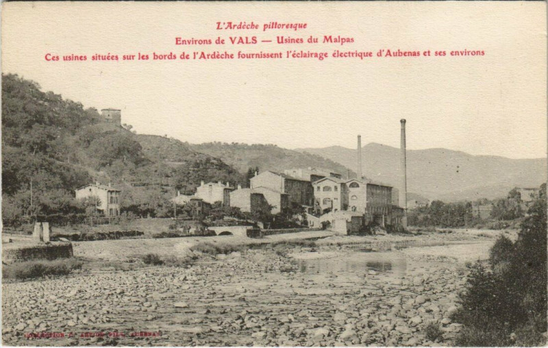 Carte postale ancienne Environs de Vals - Usines du Malpas Industry