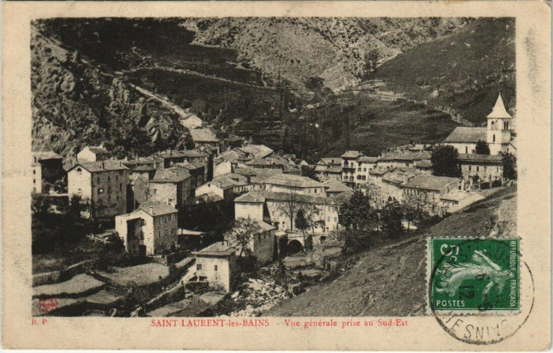 Carte postale ancienne Saint-Laurent les Bains - Vue générale