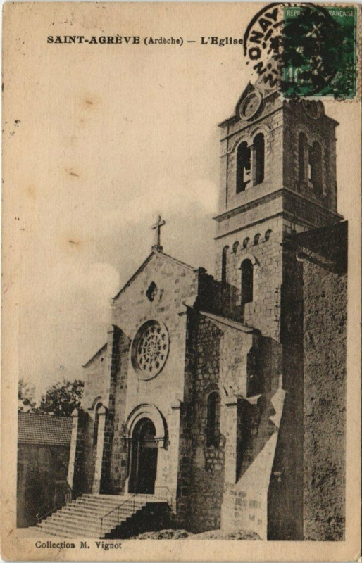 Carte postale ancienne Saint-Agreve - L'Eglise à Saint-Agrève