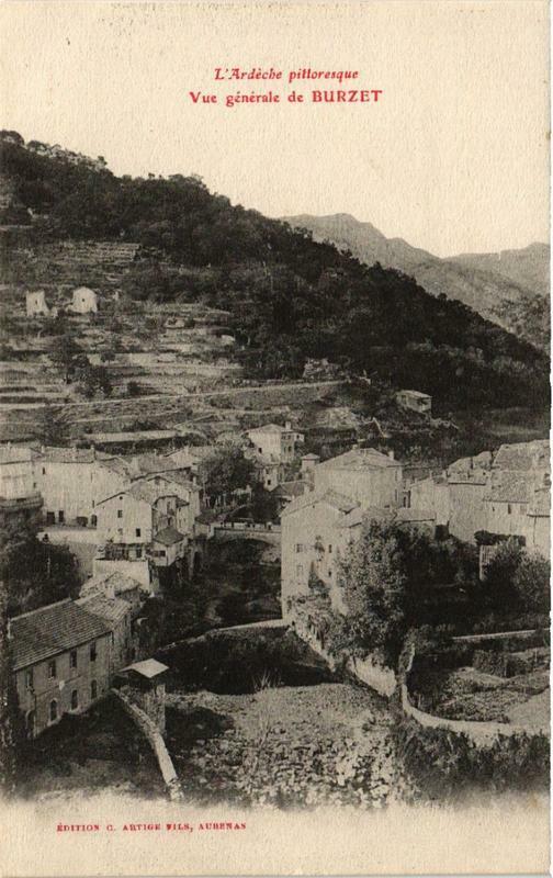 Carte postale ancienne Vue générale de Burzet à Burzet