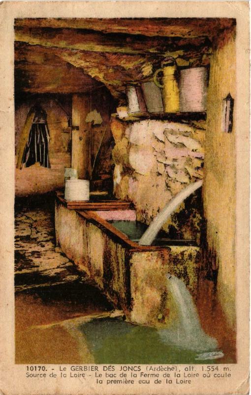 Carte postale ancienne Le Gerbier-des-Joncs Source de la Loire - Le bac de la Ferme