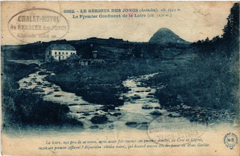 Carte postale ancienne Le Gerbier-des-Joncs Le premier Confluent de la Loire