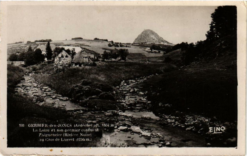 Carte postale ancienne Gerbier-des-Joncs La Loire et son premier confluent, L'Aigueneire