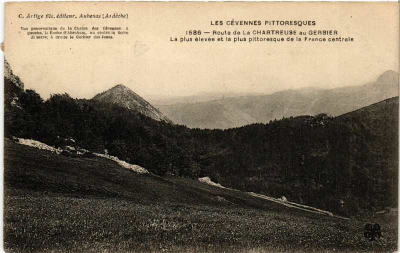 Carte postale ancienne Route de la Chartreuse au Gerbier - Cevennes