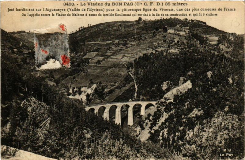 Carte postale ancienne Le Viaduc du Bon Pas - Cie C. F. D.