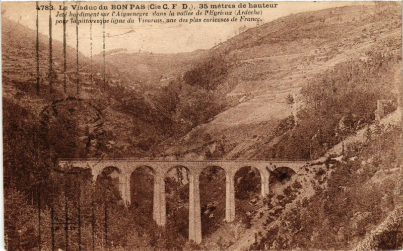 Carte postale ancienne Le Viaduc de Bon Pas - Cie C. F. D.