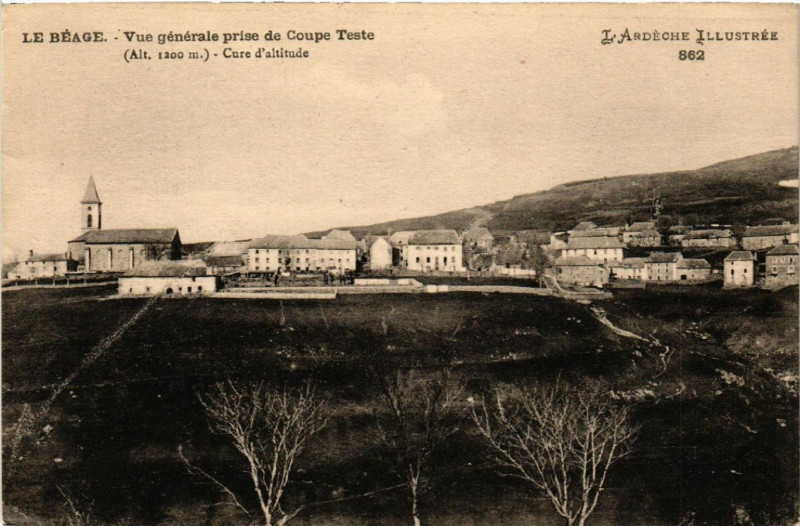 Carte postale ancienne Le Beage - Vue générale - prise de Coupe Teste au Béage