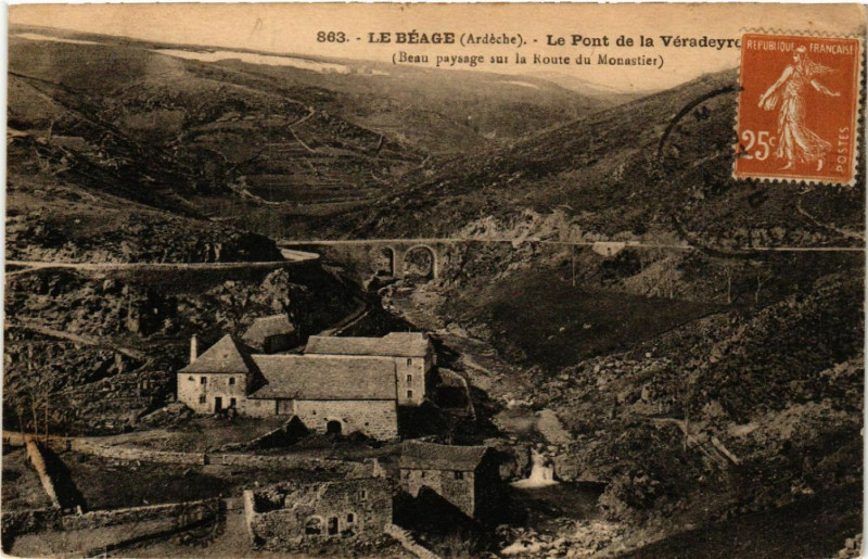 Carte postale ancienne Le Beage - Le Pont de la Véradeyre au Béage