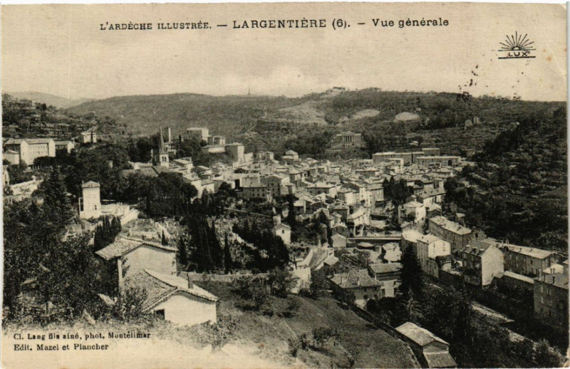 Carte postale ancienne Largentiere - Vue générale à Largentière