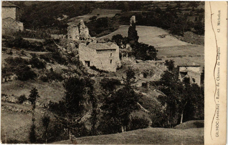 Carte postale ancienne Gilhoc - Ruines du Chateau de Solignac
