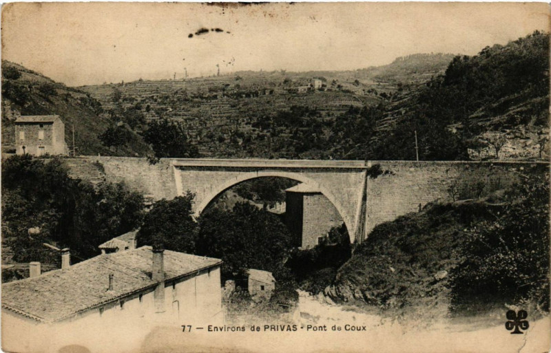 Carte postale ancienne Environs de Privas - Pont de Coux à Privas