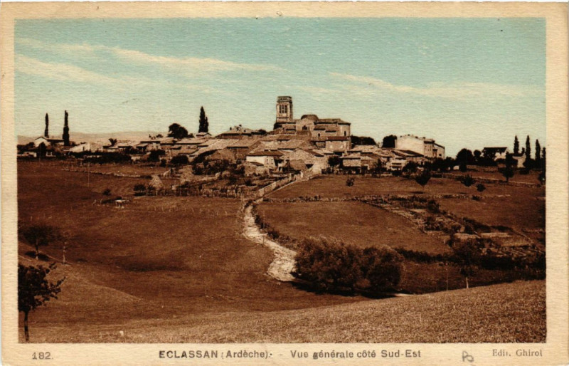 Carte postale ancienne Eclassan - Vue générale cote Sud-Est à Eclassan