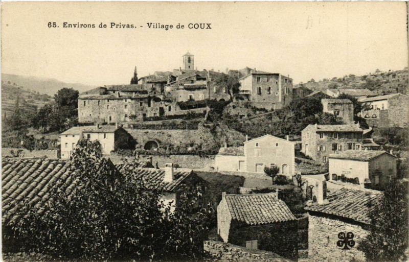 Carte postale ancienne Coux - Village de Coux - Environs de Privas à Coux