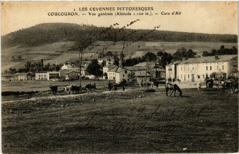 Carte postale ancienne Coucouron - Vue générale - Cure d'Air à Coucouron