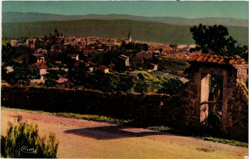 Carte postale ancienne Aubenas - Vue générale sur le versant de l'Ardeche à Aubenas