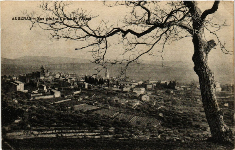 Carte postale ancienne Aubenas - Vue générale prise de l'Azuel à Aubenas