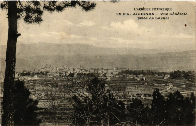 Carte postale ancienne Aubenas - Vue générale - prise de Lazuel à Aubenas