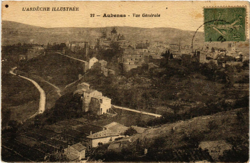 Carte postale ancienne Aubenas - Vue générale à Aubenas