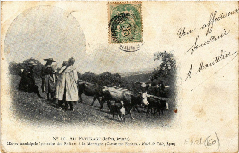 Carte postale ancienne Au Paturage - Boffres - Oeuvre municipale lyonnaise des enfants à Boffres
