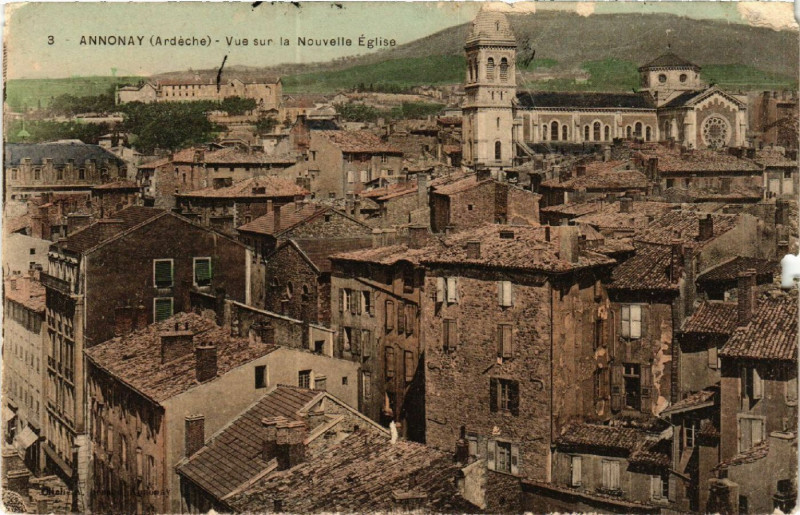 Carte postale ancienne Annonay - Vue sur la Nouvelle Eglise à Annonay