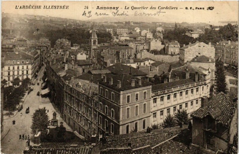 Carte postale ancienne Annonay - Le Quartier des Cordeliers à Annonay