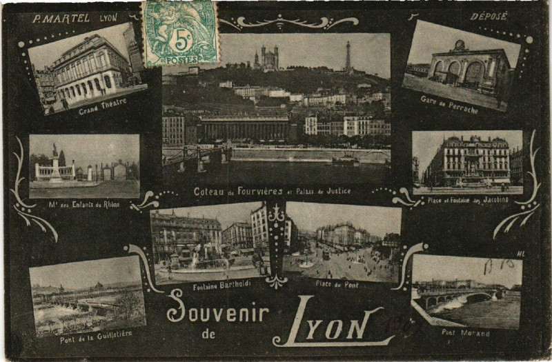Carte postale ancienne Lyon Souvenir