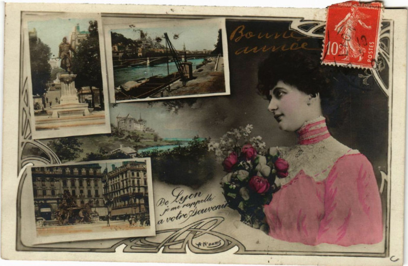 Carte postale ancienne Lyon Bonne Année