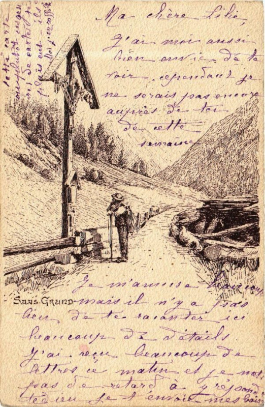 Carte postale ancienne Dans les Ardeches - Sans Grand - Sous la croix
