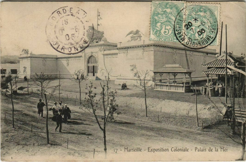Carte postale ancienne Marseille Expo 17 Palais de la Mer à Marseille