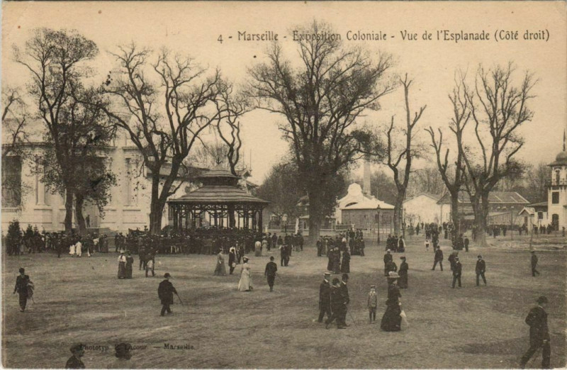 Carte postale ancienne Marseille Expo 4 Vue de l'Esplanade à Marseille