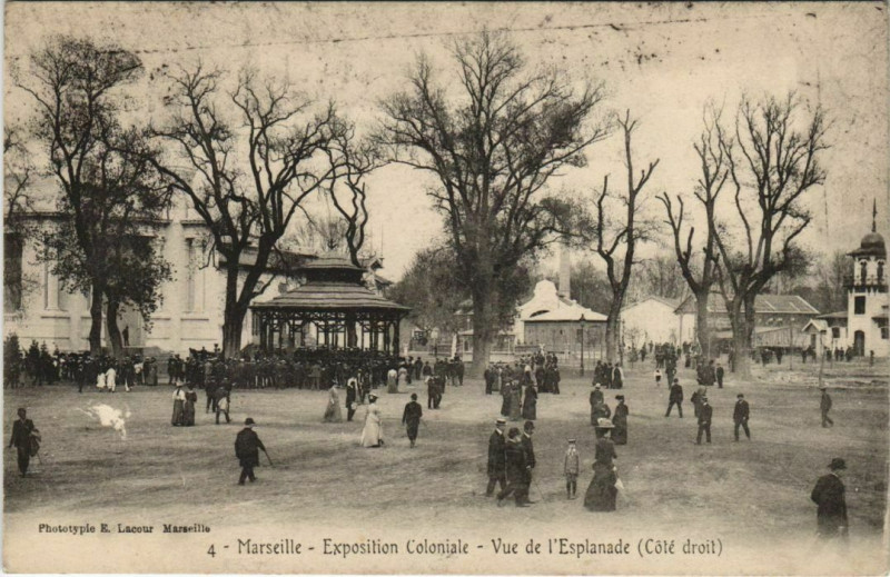 Carte postale ancienne Marseille Expo 4 Vue de l'Esplanade à Marseille