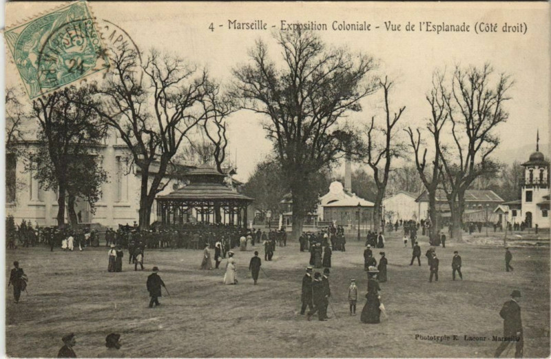 Carte postale ancienne Marseille Expo 4 Vue de l'Esplanade à Marseille