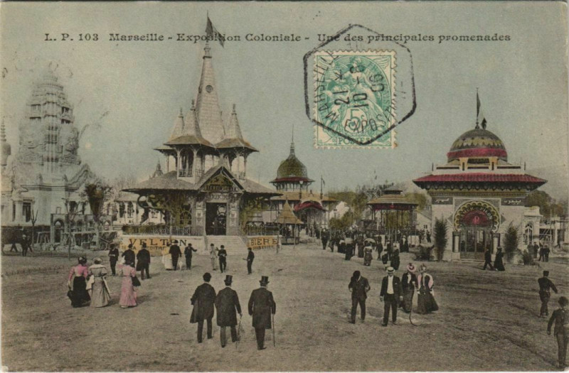 Carte postale ancienne Marseille Expo 103 Une des principales promenades à Marseille