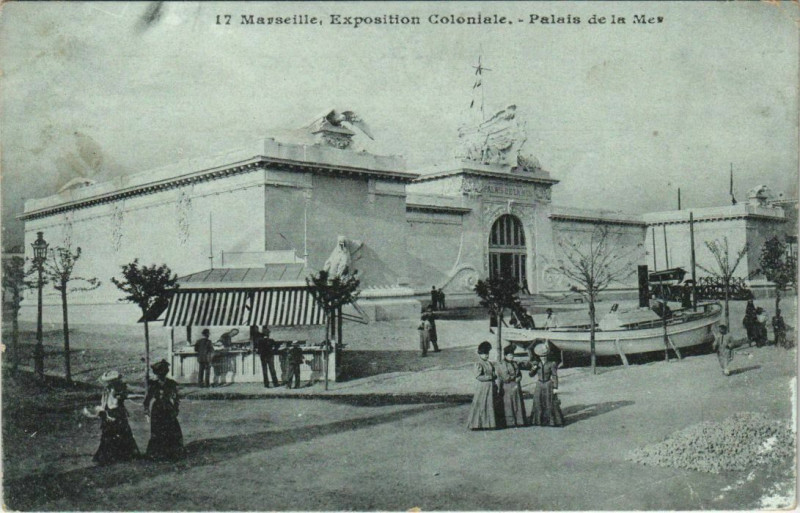 Carte postale ancienne Marseille Expo 17 Palais de la Mer à Marseille