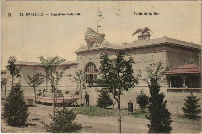 Carte postale ancienne Marseille Expo 35 Palais de la Mer à Marseille