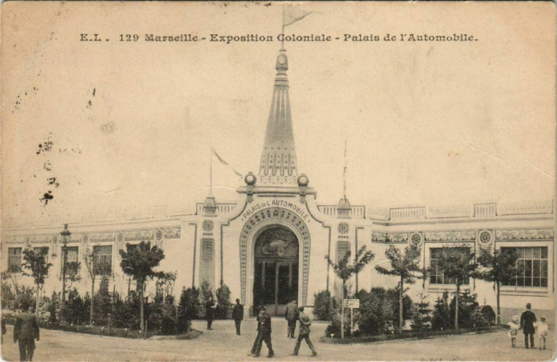 Carte postale ancienne Marseille Expo 129 Palais de l'Automobile à Marseille