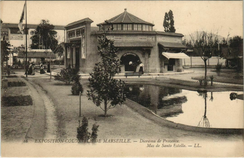 Carte postale ancienne Marseille Expo 16 Diorama de Provence Mas de Santo Estello à Marseille