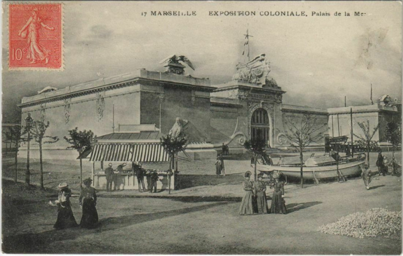 Carte postale ancienne Marseille Expo 17 Palais de la Mer à Marseille