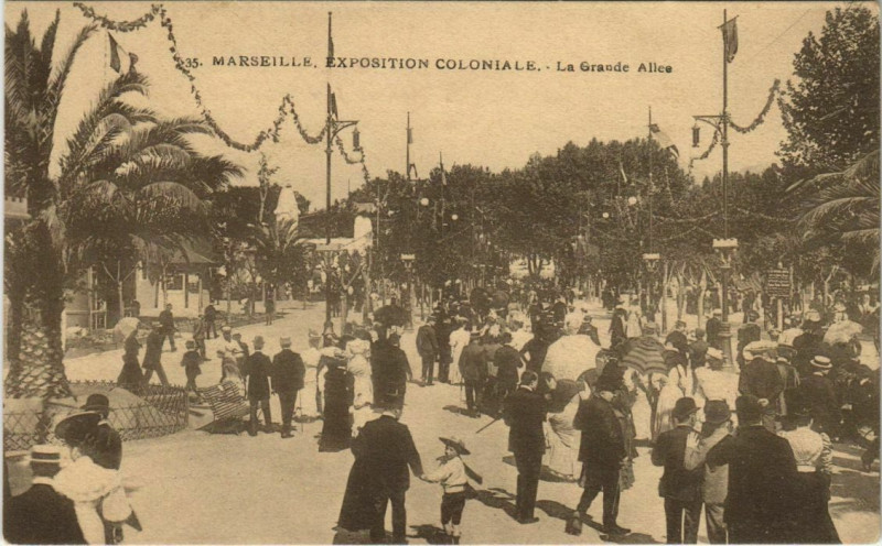 Carte postale ancienne Marseille Expo 35 La Grande Allee à Marseille