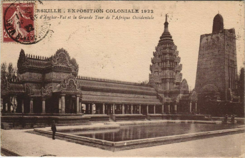 Carte postale ancienne Marseille Expo 1922 Vat et la Grande Tour de l'Afrique à Marseille