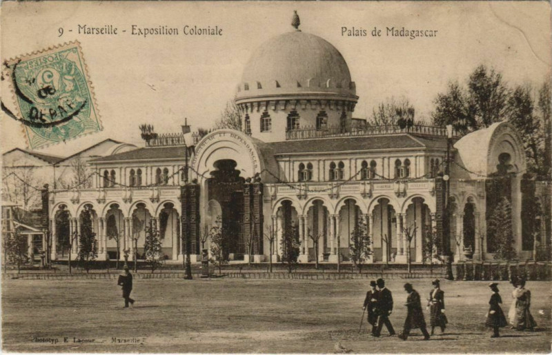 Carte postale ancienne Marseille Expo 9 Palais de Madagascar à Marseille