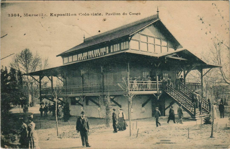 Carte postale ancienne Marseille Expo 2504 Pavillon du Congo à Marseille