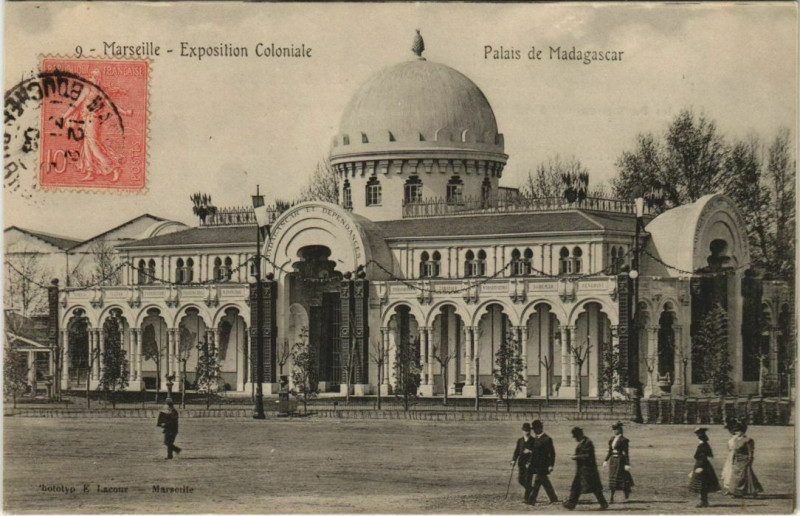 Carte postale ancienne Marseille Expo 9 Palais de Madagascar à Marseille