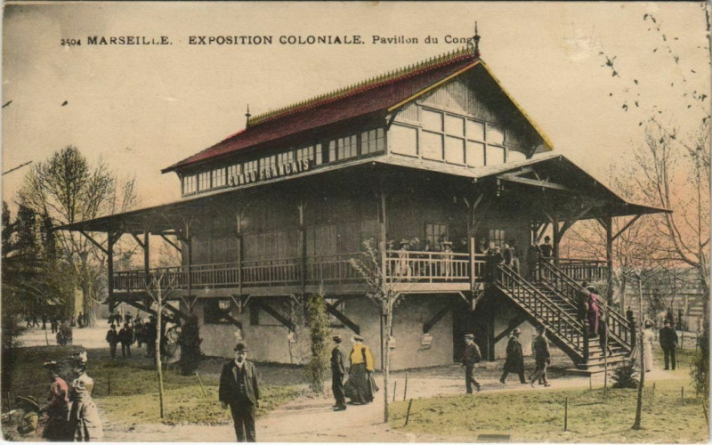 Carte postale ancienne Marseille Expo 2504 Pavillon du Congo à Marseille