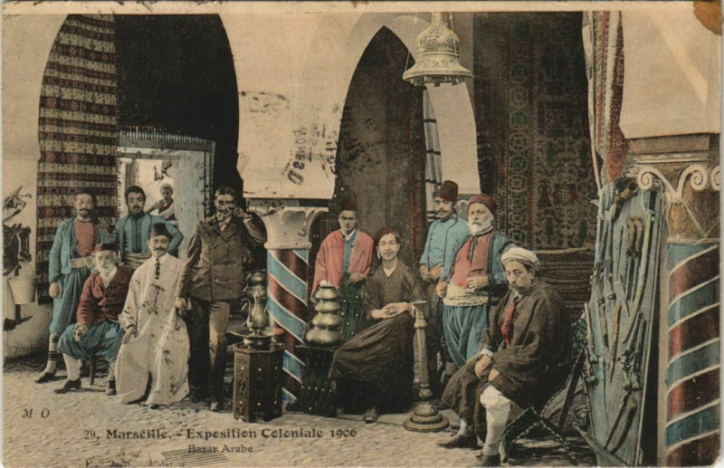Carte postale ancienne Marseille Expo 1906 Bazar Arabe à Marseille