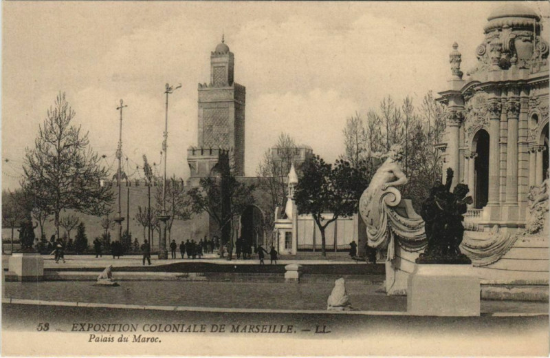 Carte postale ancienne Marseille Expo 53 Palais du Maroc à Marseille