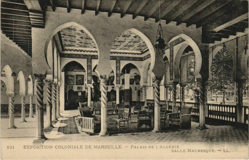Carte postale ancienne Marseille Expo Palais de l'Algérie Salle Mauresque à Marseille