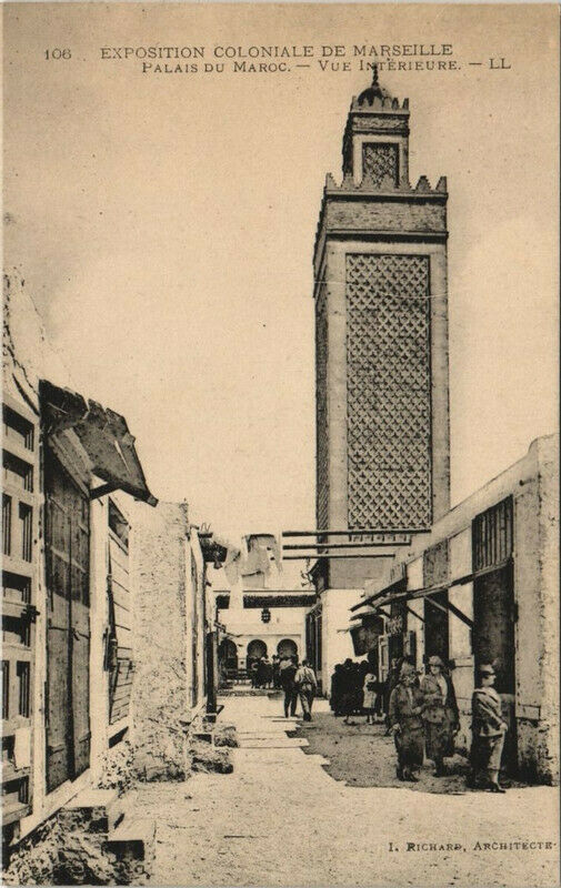 Carte postale ancienne Marseille Expo 106 Palais du Maroc à Marseille