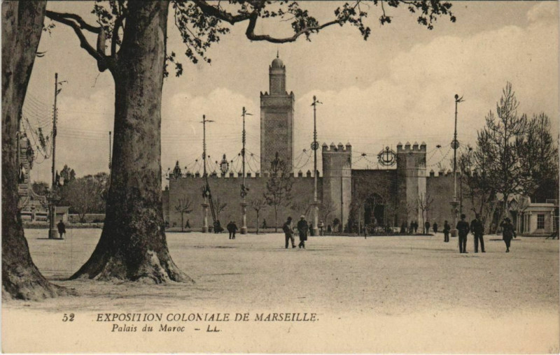 Carte postale ancienne Marseille Expo 52 Palais du Maroc à Marseille