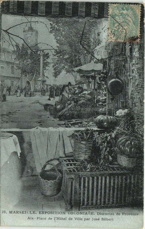 Carte postale ancienne Marseille Expo 28 Doiramas de Provence Aix - Place de l'Hotel à Marseille